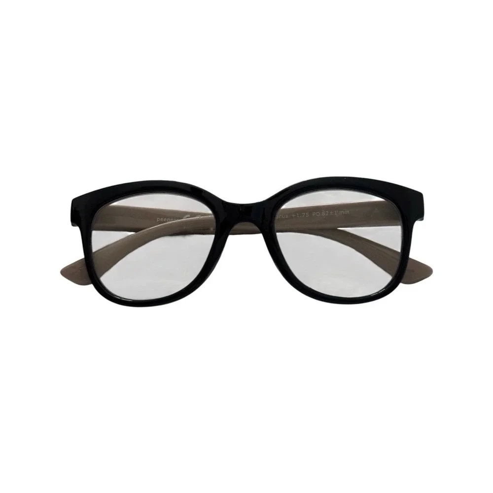 Peepers Grandview Focus Readers +1.75 Blue Light Blocking Black Taupe Square